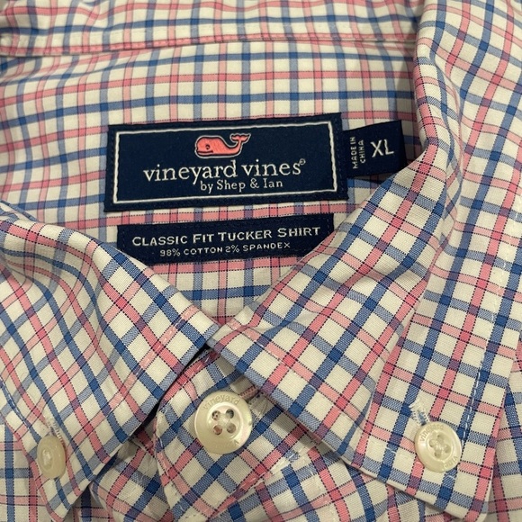 Lands' End Other - VINEYARD VINES Men Shirt XL Blue Pink Plaid Button Down Long Sleeve Cotton Logo